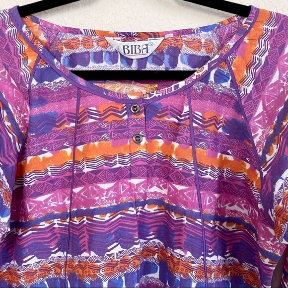 Vintage Biba Batik Print Tunic Top Sz 38 NWT - Picture 3 of 8